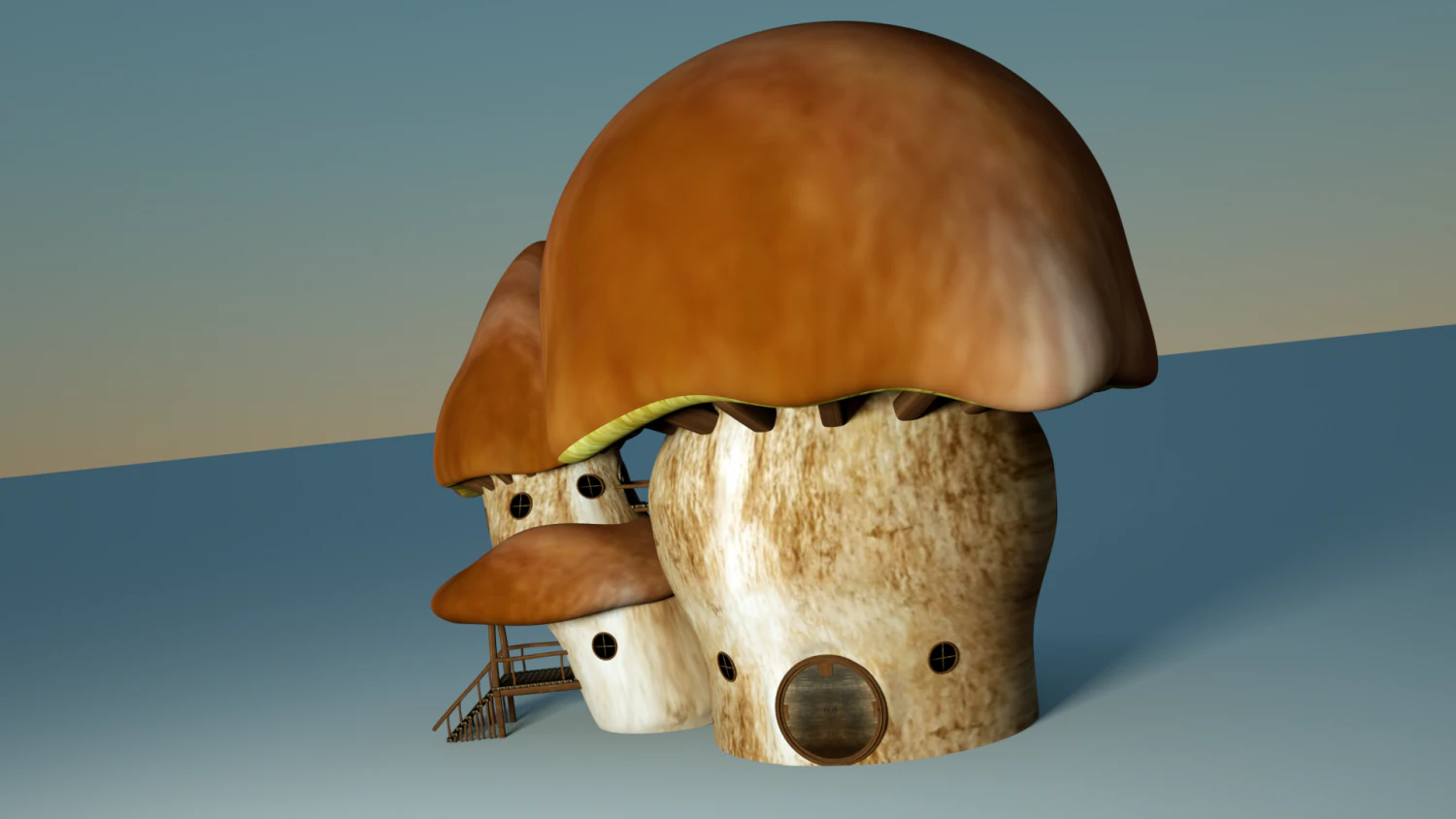 mushroom house 3D Model .c4d .max .obj .3ds .fbx .stl .blend