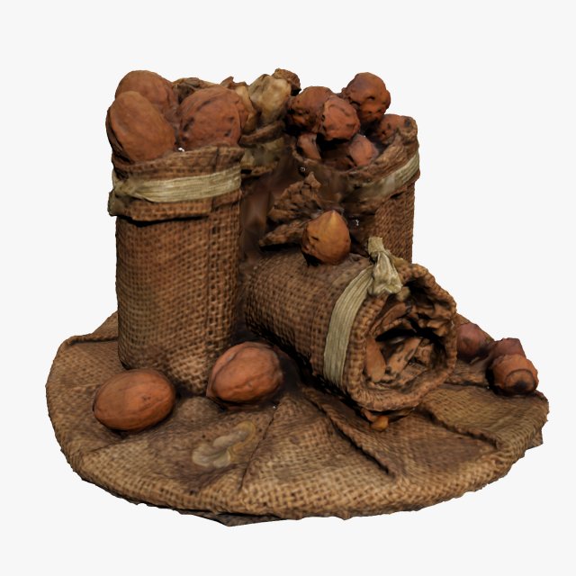 sack of nuts 3D Model .c4d .max .obj .3ds .fbx .stl .blend 