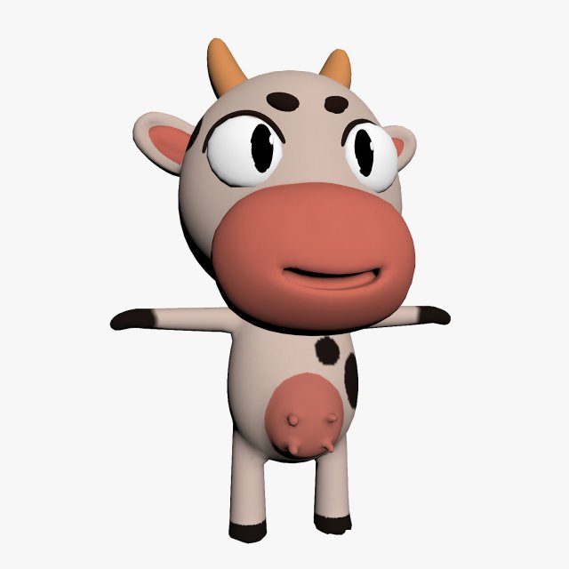 cartoon cow character Modelo 3D .c4d .max .obj .3ds .fbx .stl .blend 