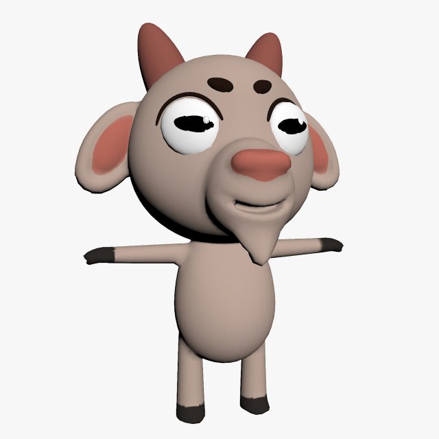 cartoon goat character 3D 모델 .c4d .max .obj .3ds .fbx .stl .blend 