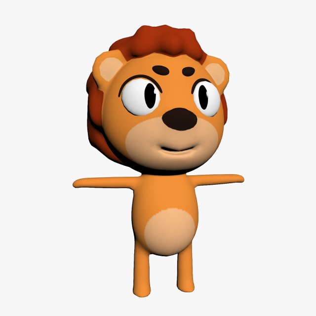 cartoon lion character 3D Model .c4d .max .obj .3ds .fbx .stl .blend 