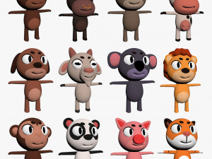 cartoon animal character pack 3D Model