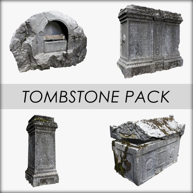 tombstone pack 3D 모델 .c4d .max .obj .3ds .fbx .stl .blend 