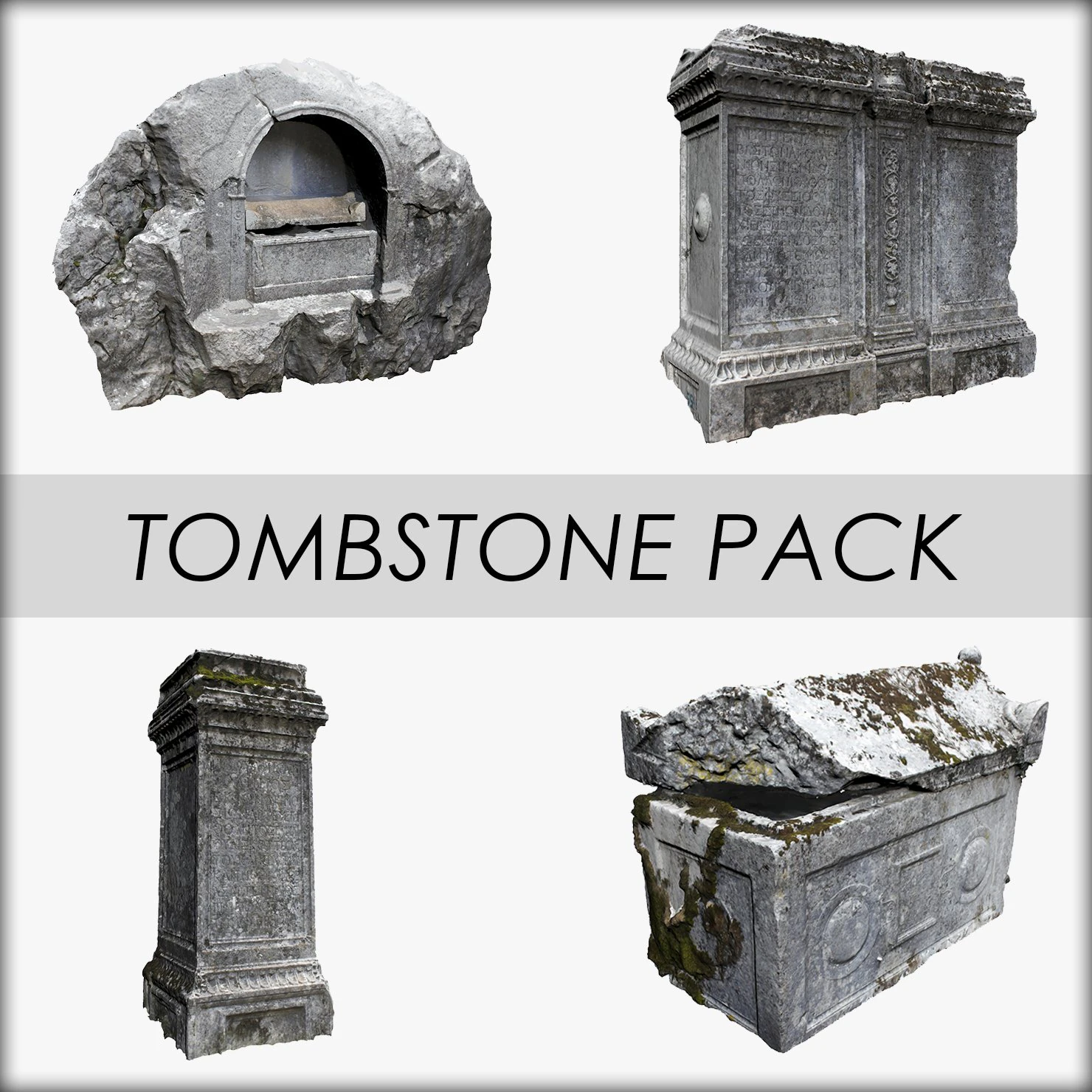 tombstone pack 3D Model .c4d .max .obj .3ds .fbx .stl .blend 