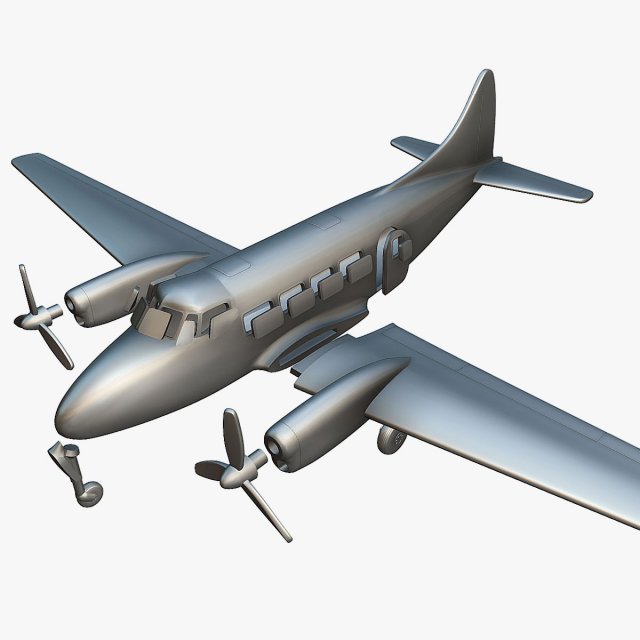 De Havilland DH-104 Dove - 3D Printable Model 3D 프린트 모델 .c4d .max .obj .3ds .fbx .stl .blend 