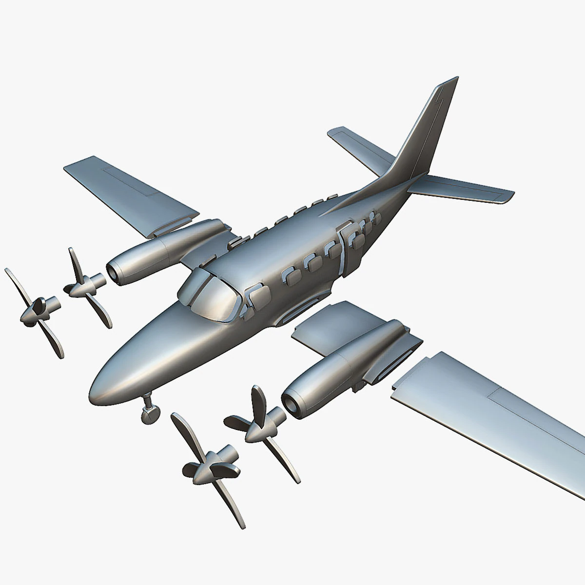 Cessna 441 Conquest II - 3D Printable Model 3D Print Model .c4d .max .obj .3ds .fbx .stl .blend
