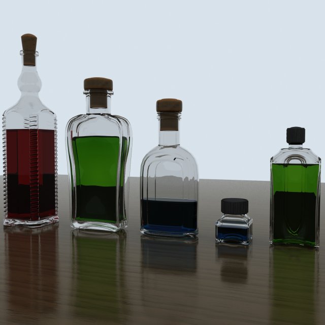 bottle collection Model 3D .c4d .max .obj .3ds .fbx .stl .blend 