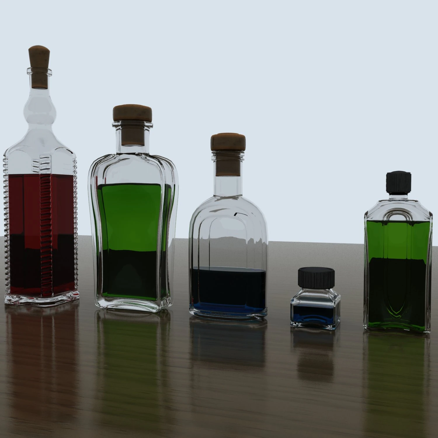 bottle collection 3D Model .c4d .max .obj .3ds .fbx .stl .blend 