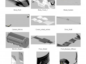 DOSCH 3D - Futuristic Truck Details - Electric 3D Model