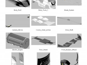 DOSCH 3D - Futuristic Truck Details - Electric 3D Model