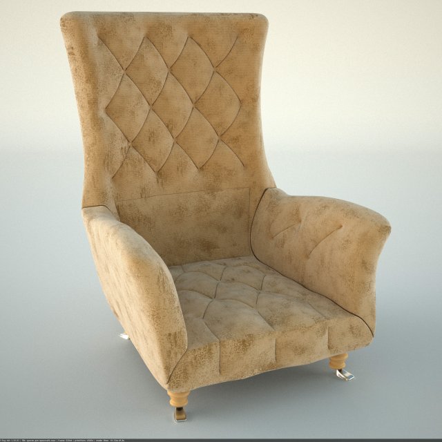 armchair plush classic 3D Model .c4d .max .obj .3ds .fbx .stl .blend 