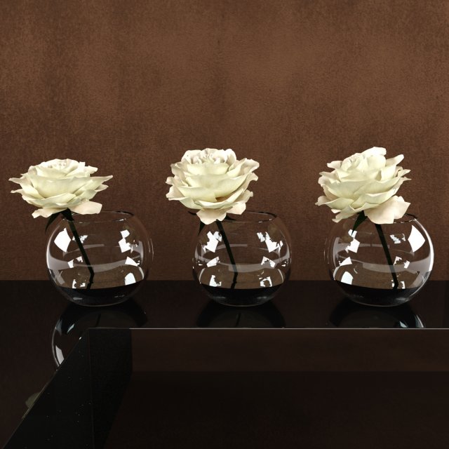 roses white in a glass vessel 3D मॉडल .c4d .max .obj .3ds .fbx .stl .blend 