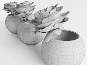 roses white in a glass vessel 3D मॉडल