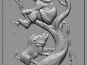 boar and hunter 3D Print Model