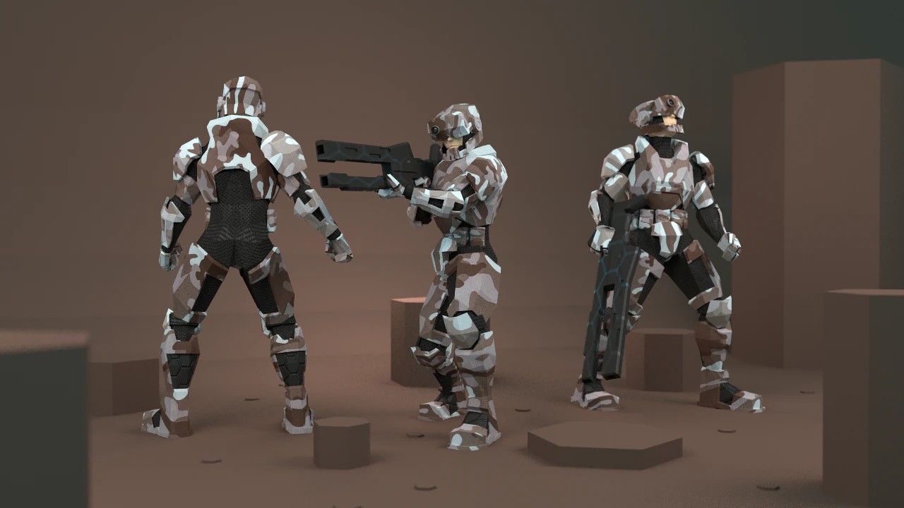 scifi soldier low poly 3D Model .c4d .max .obj .3ds .fbx .stl .blend 