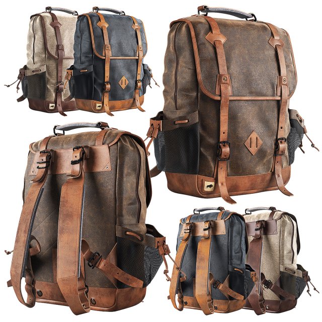 dakota waxed canvas commuter backpack Model 3D .c4d .max .obj .3ds .fbx .stl .blend 