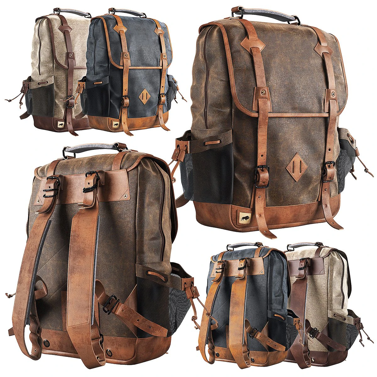 dakota waxed canvas commuter backpack 3D Model .c4d .max .obj .3ds .fbx .stl .blend 