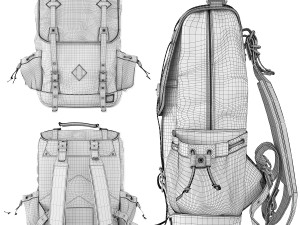 dakota waxed canvas commuter backpack Model 3D