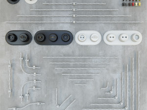 retro wiring designer sockets and switches 3D Model