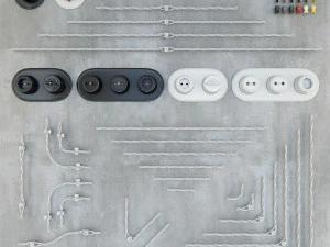 retro wiring designer sockets and switches 3D Model