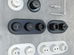 retro wiring designer sockets and switches 3D Model