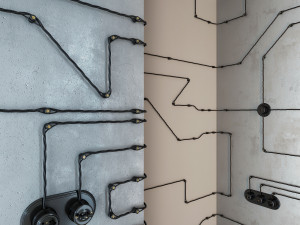 retro wiring designer sockets and switches 3D Model