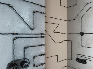 retro wiring designer sockets and switches 3D Model