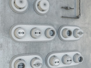 retro wiring designer sockets and switches 3D Model
