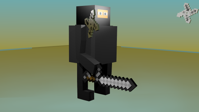 blocky and pixel ninja rig with blocky Model 3D .c4d .max .obj .3ds .fbx .stl .blend 