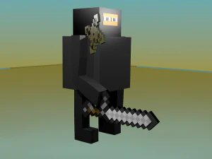 블록이 있는 픽셀 닌자 장비 3D 모델