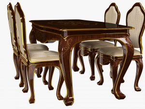 classic table and chair 0001 3D Model
