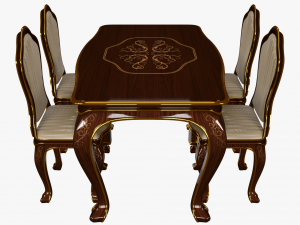classic table and chair 0001 Model 3D