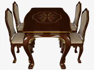 classic table and chair 0001 3D Model
