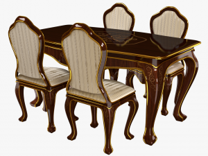 classic table and chair 0001 Model 3D