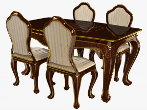 classic table and chair 0001 3D Model