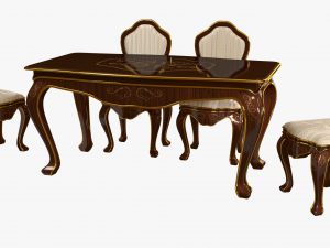 classic table and chair 0001 Model 3D
