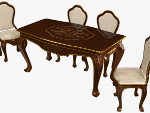 classic table and chair 0001 Model 3D
