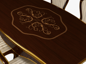 classic table and chair 0001 Model 3D