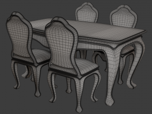 classic table and chair 0001 Model 3D
