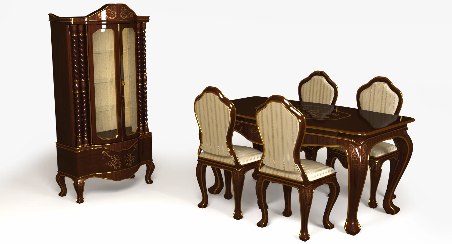 classic living set 0001 3D Model .c4d .max .obj .3ds .fbx .stl .blend