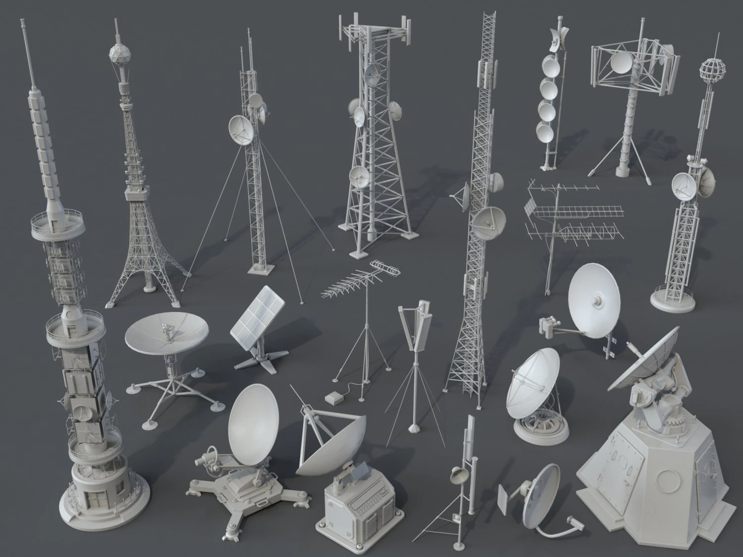 antennas - 20 pieces - part -1 3D Model .c4d .max .obj .3ds .fbx .stl .blend 