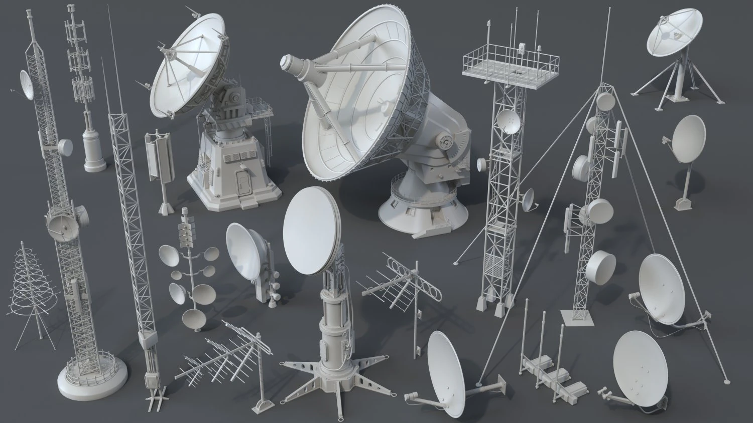 antennas - 20 pieces - part -2 3D Model .c4d .max .obj .3ds .fbx .stl .blend