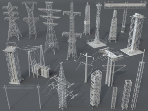 electric towers - 20 pieces 3D Model