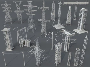 elektrische torens - 20 stuks 3D Model