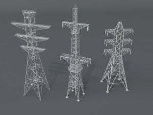 electric towers - 20 pieces Model 3D