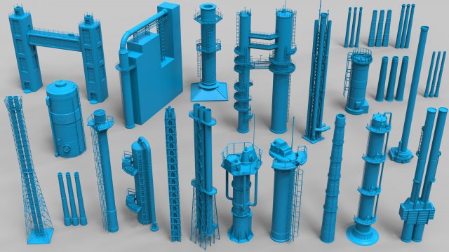 factory tubes - 24 pieces Modelo 3D .c4d .max .obj .3ds .fbx .stl .blend 