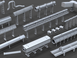 industrial pipes - 15 pieces 3D-Modell