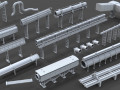 industrial pipes - 15 pieces 3D 模型