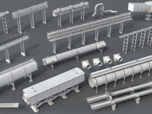 industrial pipes - 15 pieces 3Dモデル