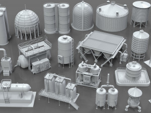 industrial tanks - part - 1 - 20 pieces Modelo 3D